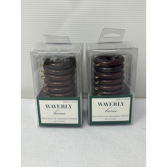 Lot of 2 Waverly Home Small Decorative Drapery Curtain Ring Set of 14 Brown - Picture 4 of 4